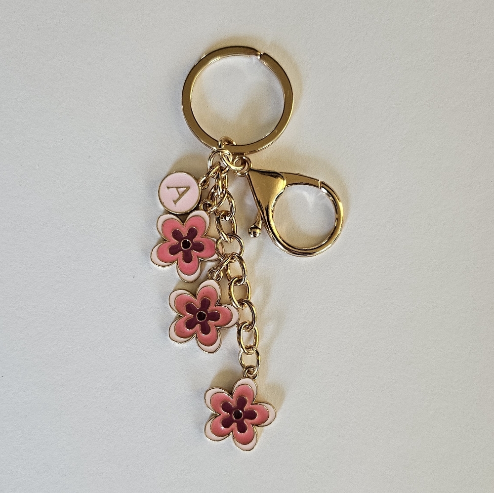 Pink flower themed keyring,  keychain,  bag charm, women's accessories